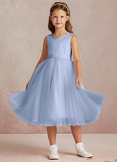Azazie Marlee Flower Girl Dresses Ice A-Line Pleated Matte Satin Dress image5