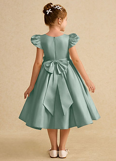 Azazie Pearl Blumenmädchenkleider Ballkleid Plissee Matte Satin Kleid Silberner Salbei image2