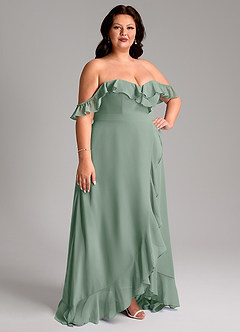 Azazie Lyra Bridesmaid Dresses Silver Sage A-Line Chiffon Convertible Dress image13