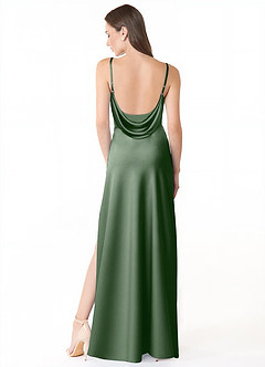 Azazie Alaija Bridesmaid Dresses Matcha Mermaid Side Slit Stretch Satin Dress image4