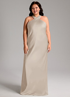 Azazie Doretta Bridesmaid Dresses Frost Mermaid Pleated Stretch Satin Dress image7