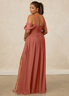 Christian Siriano Bridal for Azazie 1014 Robes de demoiselle d'honneur Robe Trapèze en Mousseline de soie Épaule décolletée Argile image3