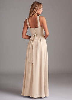 Azazie Dixie Bridesmaid Dresses White Alabaster A-Line Halter Pleated Chiffon Dress image2