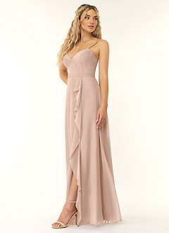 Azazie Naeem Bridesmaid Dresses English Rose A-Line V-Neck Ruffle Chiffon Dress image3