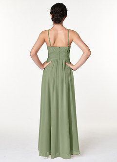 Azazie Catalina Junior Pistachio A-Line Ruched Chiffon Dress image2