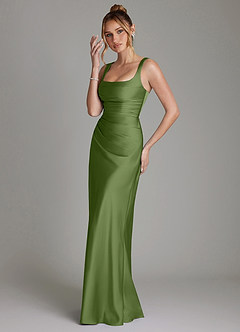 Azazie Agustina Robes de demoiselle d'honneur Robe Sirène en Satin extensible Corset Genévrier image5