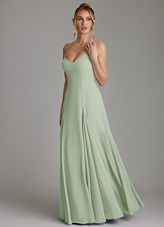 Azazie Imani At-home Try On Dresses Dusty Sage A-Line Sweetheart Neckline Chiffon Dress image6