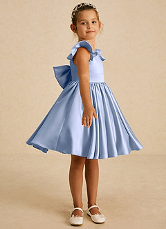 Azazie Tootsie Flower Girl Dresses Ice A-Line Bow Matte Satin Dress image4