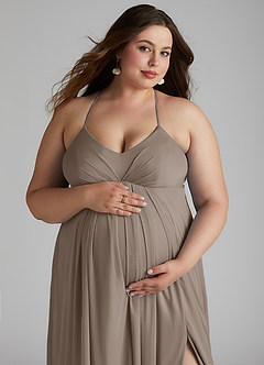 Azazie Annabelle Abiti da damigella d'onore premaman Abito A-Line con Scollo a V a Pieghe Maglia Floor-Length image11