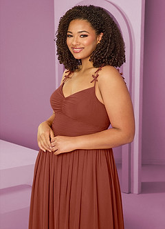 Barbie ♥ Azazie Bridesmaid Dresses Auburn A-Line Pleated Chiffon Dress image14