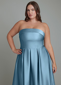 Azazie Lucienne Bridesmaid Dresses Steel Blue A-Line Strapless Stretch Satin Convertible Dress image13
