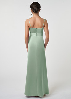 Azazie Anina Junior Agave A-Line Bow Stretch Satin Dress image2