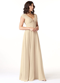 Azazie Mckinley Bridesmaid Dresses A-Line Lace Chiffon Floor-Length Dress image3