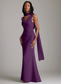 Azazie Linelle Robes de demoiselle d'honneur Robe Sirène en Mousseline de soie Plissée Grain De Raisin image4