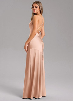 Azazie Grata Brautjungfernkleider Etui Seitliche Cut-Outs Stretch-Satin Kleid Roségold image7