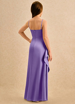 Azazie Cannoli Girls Formal Blumenmädchenkleider A-Linie Plissee Matte Satin Kleid Tahiti image2