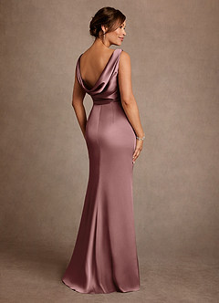 Azazie Baltimore Mother of the Bride Dresses Vintage Mauve A-Line Pleated Stretch Satin Dress image2