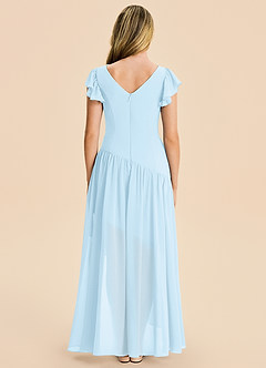 Azazie Pia Junior Sky Blue A-Line Pleated Chiffon Dress image2
