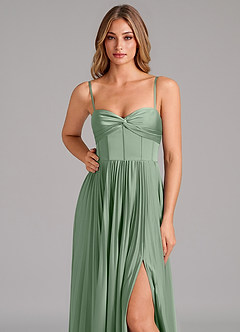 Azazie Akiko Bridesmaid Dresses Matcha A-Line Sweetheart Neckline Stretch Satin Dress image8