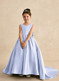 Azazie Mimia Flower Girl Dresses Lavender A-Line Bow Matte Satin Dress image3