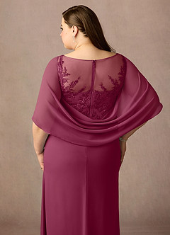 Azazie Hera Mother of the Bride Dresses Mulberry A-Line Lace Capelet Chiffon Dress image12