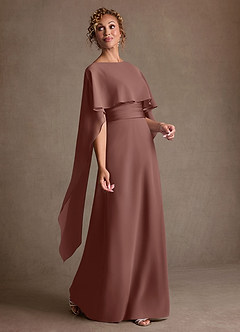 Azazie Marilla Mother of the Bride Dresses Espresso A-Line Pleated Chiffon Dress image2