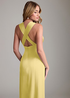 Azazie Cemion Final Sale Dusty Sage A-Line Stretch Satin Dress image2