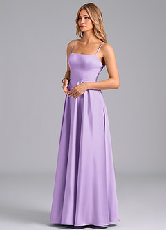 Azazie Elita Bridesmaid Dresses Lilac A-Line Pleated Stretch Satin Dress image4