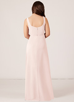 Azazie Renee Junior A-Linie Seitliche Cut-Outs Chiffon Kleid Blassrosa image2