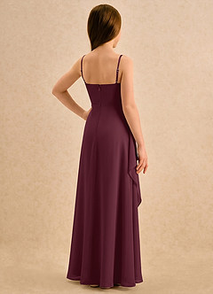 Azazie Cannoli Girls Formal Flower Girl Dresses Cabernet A-Line Pleated Chiffon Dress image2