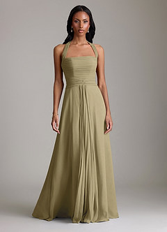 Azazie Clarisa Bridesmaid Dresses Moss Green A-Line Pleated Chiffon Dress image5