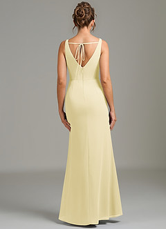 Azazie Leticia Bridesmaid Dresses Lemon Sorbet Sheath Pleated Chiffon Dress image2