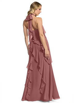 Azazie Velma Vestidos de damas de honor Vestido de Rosa Del Desierto de Gasa de Corte en A con Corte Lateral image2