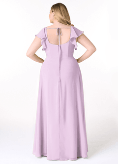 Azazie Bondi Bridesmaid Dresses Frosted Lilac A-Line Ruffled Chiffon Dress image8