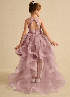 Azazie Julietta Flower Girl Dresses Dusty Rose Ball-Gown Convertible Tulle Dress image1