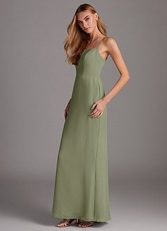 Azazie Tayla Bridesmaid Dresses Pistachio Sheath Square Neckline Chiffon Dress image3