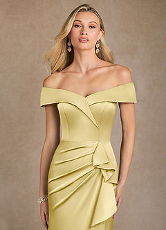 Azazie Laredo Abiti per la Madre della Sposa Abito Sirena in Raso Elasticizzato a Spalla Scoperta Sorbetto Al Limone image6