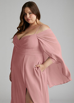 Azazie Cienna Bridesmaid Dresses Dusty Rose A-Line Off the Shoulder Chiffon Dress image11
