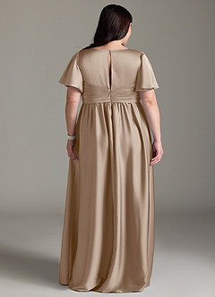 Azazie Verna Maternity Bridesmaid Dresses A-Line Ruched Stretch Satin Floor-Length Dress image11