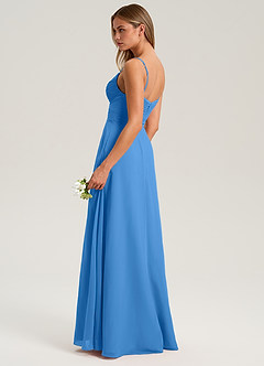 Azazie Terese Bridesmaid Dresses Blue Jay A-Line Pleated Chiffon Dress image5