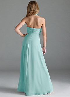 Azazie Tessie Junior Aqua A-Line Pleated Chiffon Dress image2