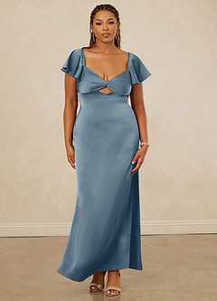 Christian Siriano Bridal for Azazie 1005 Bridesmaid Dresses Dusty Blue Sheath Sweetheart Neckline Stretch Satin Dress image12