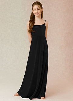 Azazie Solange Junior A-Linie Samt Kleid Schwarz image4