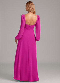 Azazie Simone Jurken voor bruidsmeisjes Jurk van Chiffon met A-Lijn Lange mouw Fuchsia image2
