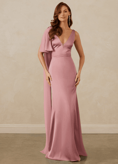 Christian Siriano Bridal for Azazie 1011 Bridesmaid Dresses Dusty Rose Mermaid Bow Stretch Satin Dress image1