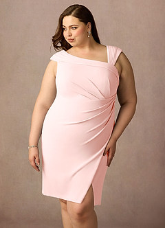 Azazie Cecily Mère de la mariée Robes Robe Fourreau en Crêpe Élastique Rose Pâle image11