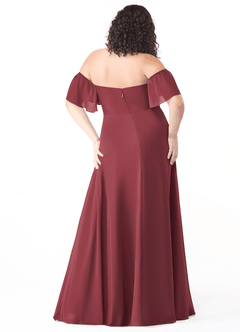 Azazie Sue Robes de demoiselle d'honneur Robe Trapèze Convertible en Mousseline de soie Épaule décolletée Merlot image8