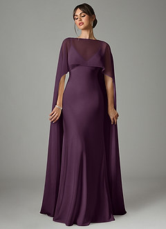 Azazie Stefania Robes de demoiselle d'honneur Robe Trapèze en Satin extensible Prune image1