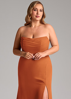 Azazie Saige Bridesmaid Dresses Cinnamon A-Line Off the Shoulder Chiffon Convertible Dress image11