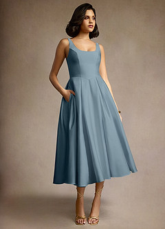 Olivia Powder Blue Pleated Midi Dress image3